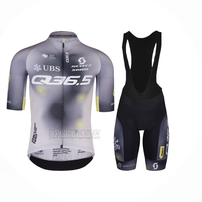 2023 Cycling Jersey Q36.5 Gray Black Short Sleeve and Bib Short